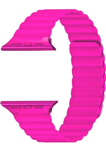 Apple Watch Uyumlu Kayış 44 mm Deri Pembe Loop