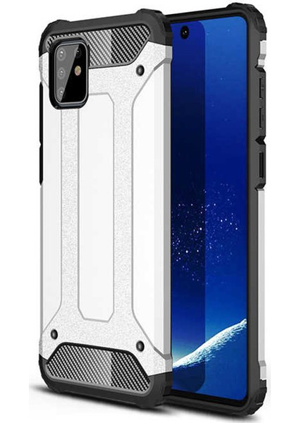 Samsung Galaxy S10 Lite Kılıf Shockproof Slikon Zırh + Nano Glass Gri