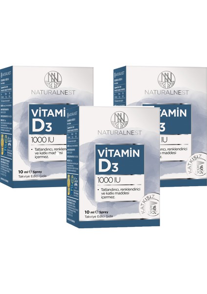 Vitamin D3 1000 Iu 10 ml Sprey 3 Kutu