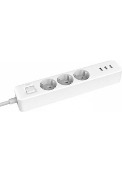 Power Strip 3'lü Priz 3 USB Girişli 1,4 m