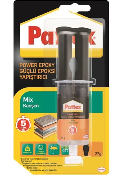 Power Epoxy Güçlü Yapıştırıcı Mix Karışım Şeffaf 27 gr