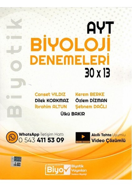 Biyotik Yayınları  AYT Biyoloji 30 x 13 Denemeleri