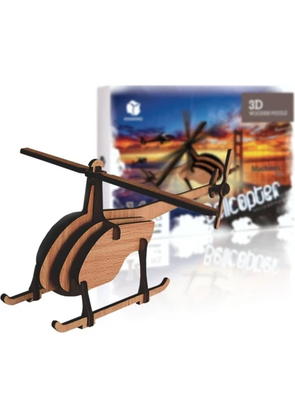 Bel Helikopteri 14 Parça Ahşap 3D Puzzle