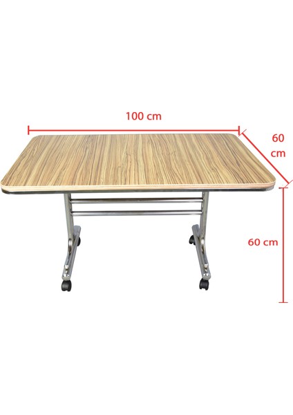 Iyimi Pratik Orta Sehpa Nikelaj Ayaklı Tekerlekli Masa 60 x 100 cm