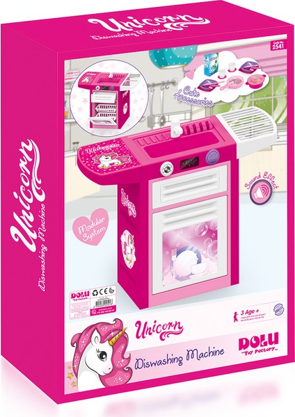 Unicorn Sesli Lavabolu Bulaşık Makinesi Pembe