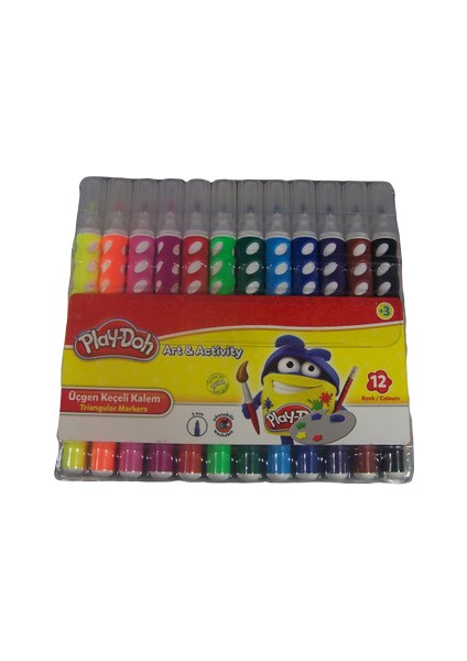 Playdoh 12 Renk Üçgen Keçeli Kalem Pvc Kutu Ke019
