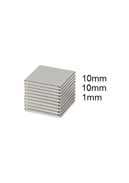 10x10x1 mm Kare Neodyum Mıknatıs Güçlü Magnet (50 Adet)