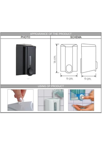 S2B Sıvı Sabun Dispenseri Aparatı Siyah 500 ml