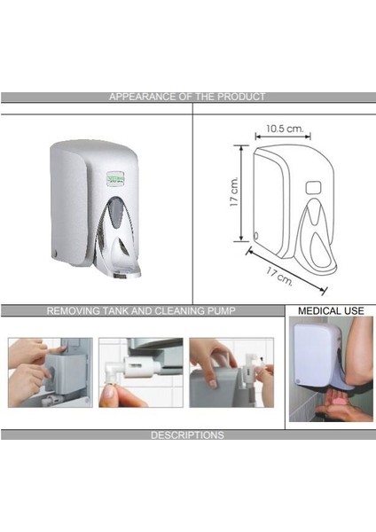 S5MC Medical Sıvı Sabun Dispenseri Gri 500 ml fiyatları