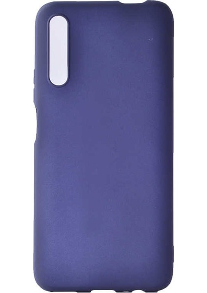Huawei P Smart Pro 2019 Kılıf Mat Premium Silikon Kılıf + Tam Kaplayan 5D Cam Ekran Koruyucu Lacivert