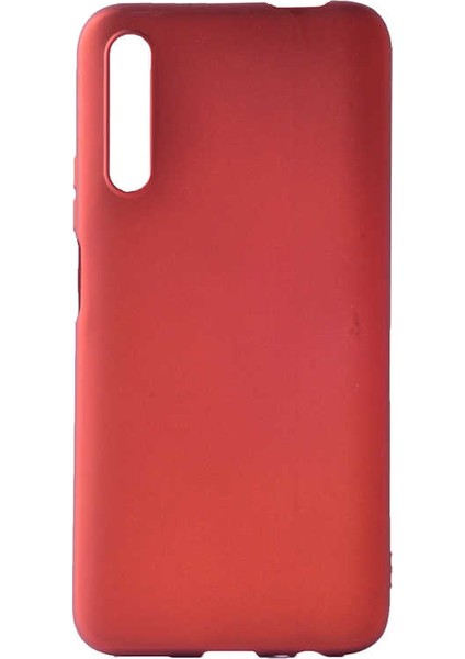 Huawei P Smart Pro 2019 Kılıf Mat Premium Silikon Kılıf + Tam Kaplayan 6D Nano Ekran Koruyucu Kırmızı