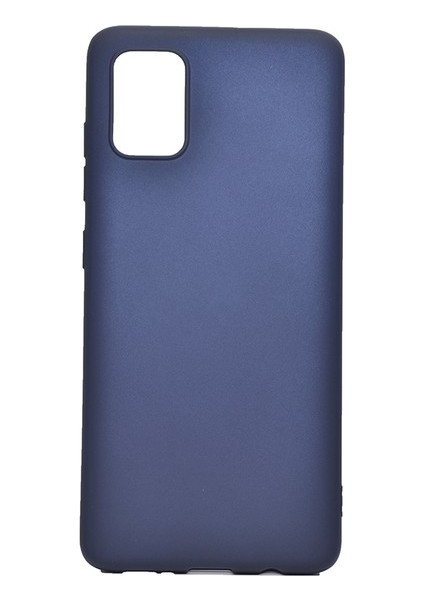 Samsung Galaxy A51 Kılıf Mat Premium Silikon Kılıf + Tam Kaplayan 5D Cam Ekran Koruyucu Lacivert