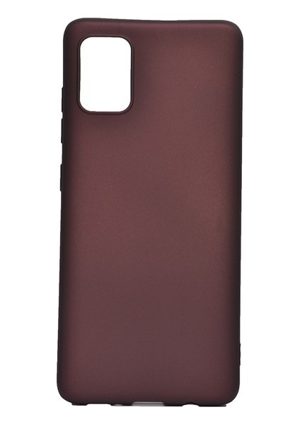 Samsung Galaxy A71 Kılıf Mat Premium Silikon Kılıf + Tam Kaplayan 5D Cam Ekran Koruyucu Bordo