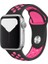 Case 4U Apple Watch Seri 7/6/SE/5/4 Silikon Delikli Spor Kordon 45mm 44mm 42mm Uyumlu - Siyah Pembe 1