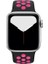 Case 4U Apple Watch Seri 7/6/SE/5/4 Silikon Delikli Spor Kordon 45mm 44mm 42mm Uyumlu - Siyah Pembe 2