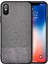 Apple iPhone X/XS Fabrik Serisi Kumaş ve Deri Desen Kılıf - Gri 1