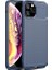 Apple iPhone 11 Pro Max Kılıf Karbon Desenli Lux Negro Silikon + Cam Ekran Koruyucu Lacivert 1
