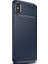 Apple iPhone X - XS Kılıf Karbon Desenli Lux Negro Silikon + Tam Kaplayan Cam Ekran Koruyucu Lacivert 1