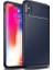Apple iPhone XS Max Kılıf Karbon Desenli Lux Negro Silikon + Tam Kaplayan 6D Nano Ekran Koruyucu Lacivert 1