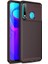 Huawei P30 Lite Kılıf Karbon Desenli Lux Negro Silikon + Nano Ekran Koruyucu Kahverengi 1