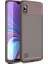 Samsung Galaxy A10 Kılıf Karbon Desenli Lux Negro Silikon + Tam Kaplayan 6D Nano Ekran Koruyucu Kahverengi 1