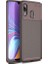 Samsung Galaxy A10s Kılıf Karbon Desenli Lux Negro Silikon + Tam Kaplayan Cam Ekran Koruyucu Kahverengi 1