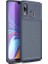 Samsung Galaxy A10s Kılıf Karbon Desenli Lux Negro Silikon + Tam Kaplayan Cam Ekran Koruyucu Lacivert 1