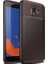 Samsung Galaxy J4 Kılıf Karbon Desenli Lux Negro Silikon + Cam Ekran Koruyucu Kahverengi 1
