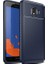 Samsung Galaxy J4 Kılıf Karbon Desenli Lux Negro Silikon + Nano Ekran Koruyucu Lacivert 1