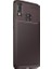 Samsung Galaxy M20 Kılıf Karbon Desenli Lux Negro Silikon + Tam Kaplayan 6D Nano Ekran Koruyucu Kahverengi 1
