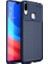 Samsung Galaxy M20 Kılıf Karbon Desenli Lux Negro Silikon + Tam Kaplayan Cam Ekran Koruyucu Lacivert 1
