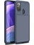 Samsung Galaxy M30s Kılıf Karbon Desenli Lux Negro Silikon + Tam Kaplayan 6D Nano Ekran Koruyucu Lacivert 1