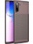 Samsung Galaxy Note 10 Kılıf Karbon Desenli Lux Negro Silikon + Tam Kaplayan 6D Nano Ekran Koruyucu Kahverengi 1