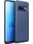 Samsung Galaxy S10 Kılıf Karbon Desenli Lux Negro Silikon + Tam Kaplayan 3D Cam Ekran Koruyucu Lacivert 1