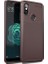 Xiaomi Mi A2 (6x) Kılıf Karbon Desenli Lux Negro Silikon + Tam Kaplayan Cam Ekran Koruyucu Kahverengi 1