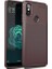 Xiaomi Mi A2 Lite Kılıf Karbon Desenli Lux Negro Silikon + Nano Ekran Koruyucu Kahverengi 1