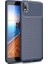 Xiaomi Redmi 7A Kılıf Karbon Desenli Lux Negro Silikon + Nano Ekran Koruyucu Lacivert 1