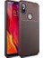 Xiaomi Redmi Note 6 Pro Kılıf Karbon Desenli Lux Negro Silikon + Tam Kaplayan Cam Ekran Koruyucu Kahverengi 1