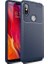 Xiaomi Redmi Note 6 Pro Kılıf Karbon Desenli Lux Negro Silikon + Tam Kaplayan Cam Ekran Koruyucu Lacivert 1