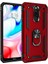 Xiaomi Redmi 8 Kılıf Çift Katmanlı Yüzüklü Manyetik Vega Kapak - Kırmızı + Cam Ekran Koruyucu 1