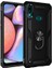 Samsung Galaxy A10s Kılıf Çift Katmanlı Yüzüklü Manyetik Vega Kapak - Siyah + Cam Ekran Koruyucu 1