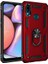 Samsung Galaxy A10s Kılıf Çift Katmanlı Yüzüklü Manyetik Vega Kapak - Kırmızı + Tam Kaplayan 6D Nano Ekran Koruyucu 1