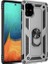 Samsung Galaxy A51 Kılıf Çift Katmanlı Yüzüklü Manyetik Vega Kapak Gümüş + Tam Kaplayan 6D Nano Ekran Koruyucu 1