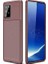 Samsung Galaxy A91 (S10 Lite) Kılıf Karbon Desenli Lux Negro Silikon + Tam Kaplayan 6D Nano Ekran Koruyucu Kahverengi 1