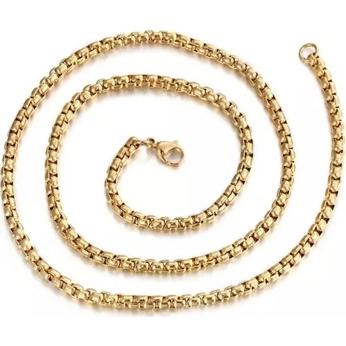 Enes Store İç İçe Geçmeli Çelik Altın Sarısı Erkek Kolye