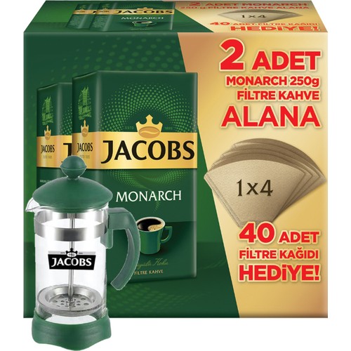 Jacobs Monarch 2 × 250 gr Filtre Kahve Seti French Press Fiyatı