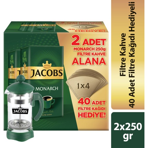 Jacobs Monarch 2 × 250 gr Filtre Kahve Seti French Press Fiyatı