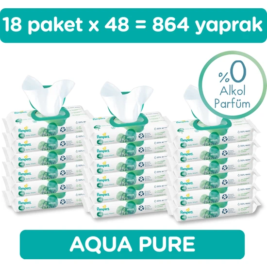 Prima Yenidoğanlar İçin Kapaklı Islak Havlu Mendil Aqua Pure 18 li  864 Yaprak