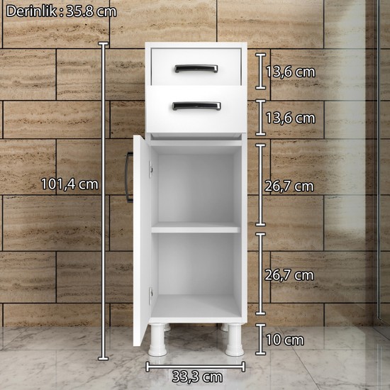 Rani F3 Çok Amaçlı Dolap Tek Kapaklı 2 Çekmeceli 2 Raflı Fiyatı