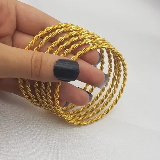 Altındolabım Altın Kaplama Adana Burgu Model Bilezik 20 gr Üçlü Adana Burma 22 Ayar